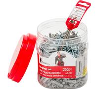 Fischer Propack - Electricista SX Plus 6 x 30 SC con 200 tacos SX 6 x 30 + 1 punta SDS Plus Ø 6, ideal para fijar aplicaciones eléctricas, 570207