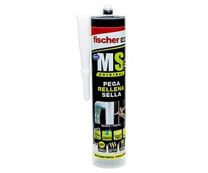 fischer Sellador juntas bañeras, Baños y cocinas MS Sellante/ADH polímero para pegar y sellar diferentes materiales, Resistencia a la decoloración, Sin silicona, Negro, 290 ml