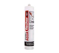 fischer - Silicona Base Agua Blanco (tubo 300 ml) blanca multiusos, ideal para fugas en espacios exteriores e interiores, con gran adhesión, resistente al agua y a cambios de temperatura