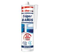 Fischer Sellador flexible Silicona Superbaños – Antimoho, alta elasticidad – 280 ml