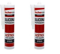 fischer - silicona transparente acética profesional para sellar superfícies no porosas y con contaco con agua,300ml (Paquete de 2)