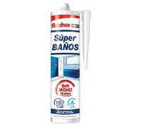 Fischer Sellador de silicona Superbaños 280 ml – Flexible antimoho, sin olor, uso interior