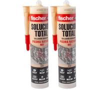 fischer - Solución Total Piedra Natural | Elasticidad Permanente y Curado Rápido | Uso en Fachadas y Juntas Sanitarias | Resistente al Moho e Intemperie | 290ml | Beige (Paquete de 2)