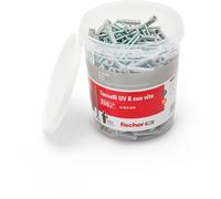 Fischer Taco de nailon S 531386 - Cubo con tacos universales UV 6 y 250 tornillos - Gris