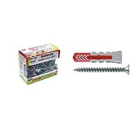 Fischer Taco Duopower T (Caja Tacos + 30 Tornillos), 536390, Gris+Rojo, 6X30 S+ 536389 Duopower 5X25 Con Tornillos, Pared, Universales, Tacos Para Hormigón, Pack De 35 Unidades