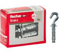 Fischer Tacos de acero TA M6 con gancho, diámetro del agujero 10 mm, para hormigón armado, hormigón y mampostería sólida, 6 unidades, 71256