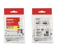fischer - Tacos largos pared, tacos nylon con tornillo SXR 8X100 con cabeza avellanada para estructuras metálicas y de madera, Bolsa 16 uds