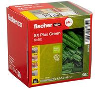 fischer Tacos pared Ecológicos para hormigón SX Plus GREEN 6x50 de materiales renovables para fijar lámparas, cuadros, aires acondicionados (caja tacos 90 unidades)