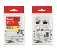 fischer - Tacos y tornillos largos de nylon SXR 10X80, tacos fischer pared hormigón, Bolsa 16 uds
