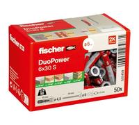 Fischer Tacos y tornillos para pared DuoPower 6x30 para hormigón Caja 50 uds