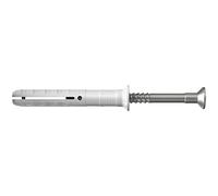 fischer - Tacos y tornillos para pared 6x30 tacos de golpe para hormigón, ladrillo y piedra, Bote 500 uds, Gris