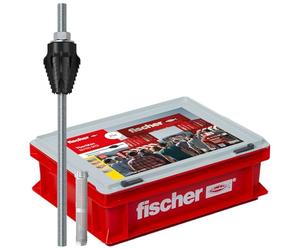 fischer TherMax 12/110 M12 - Sistema de montaje de distancias en práctico maletín artesanal, tacos aislantes para fijar cargas elevadas en sistemas de aislamiento térmico, con cono antifrío, 25