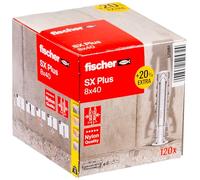 fischer - Tobillo de Nailon multimaterial SX Plus 8 x 40 + 20% de Contenido Adicional Gratuito/Caja de 120