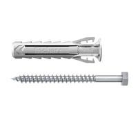 Fischer - Tobillo de nylon de expansión SX Plus 10x50 con brida y tornillos, todos los materiales/Blister de 5