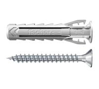 Fischer - Tobillo de nylon de expansión SX Plus 5x25 con brida y tornillos, todos los materiales/Blister de 25