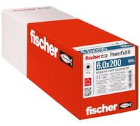 Fischer Tornillos para madera y construcción PowerFull II CHTF 6,0 x 200, rosca total, cabeza cilíndrica, huella Torx, galvanizado blanco, 100 unidades, 562959