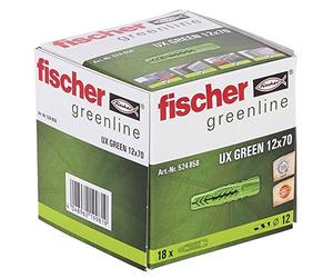 fischer UX Green 524858 - Enchufe universal (12 x 70, 18 piezas)