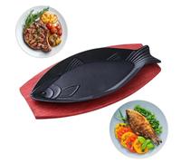 Fish Shaped Cast Iron Grill Pan | Nonstick Grill Cookware With Tray