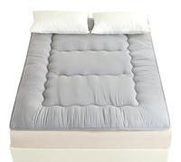 FISHDRU Colchón futón, colchón japonés, cama de suelo japonesa, cama de tatami plegable, colchón enrollable para habitación de invitados, dormitorio (gris claro, colchón queen (152 x 203 cm)
