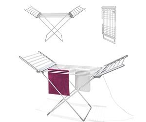 Fishtec - Tendedero eléctrico Plegable de Aluminio - 18 Barras - 230 W - 145 cm - Aluminio Plata - Calor - para Ropa de hogar - Apto para Cuartos de baño - Secado Rápido