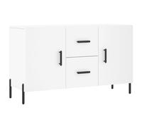 Fisinber Aparador blanco 100 x 36 x 60 cm de madera | Moderna estantería auxiliar con puertas y patas de metal para salón, pasillo y dormitorio, protege del polvo.