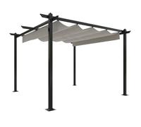 Fisinber Cenador de jardín de 3 x 3 m, color crema con techo extensible, pérgola estable con marco de acero, toldo independiente para terraza, jardín, terraza y patio