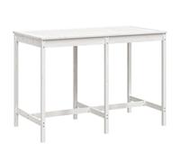 Fisinber Mesa de jardín blanca 159,5 x 82,5 x 110 cm madera maciza de pino | Mesa alta de madera de pino maciza para disfrutar de horas acogedoras en la terraza, en el jardín o en el balcón.