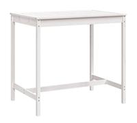 Fisinber Mesa de madera blanca 121 x 82,5 x 110 cm mesa de jardín de madera | Robusta mesa alta de madera de conífera auténtica con una amplia mesa para disfrutar de horas sociables en el balcón o