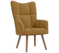 Fisinber Sillón de relax tapizado de terciopelo marrón con reposabrazos | Cómoda silla de lectura para sala de estar y dormitorio, tapizado suave con elegantes pespuntes para horas de relajación.