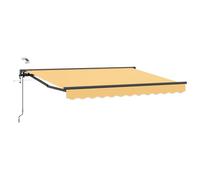 Fisinber Toldo eléctrico articulado 4,5 x 3,5 m arena para terraza | Toldo semircasete con motor y manivela para una protección solar flexible en el jardín o en el balcón.