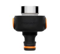Fiskars Adaptador de grifo interior 1027062 – Cierre rápido, Rosca M22/M24, Negro/Naranja