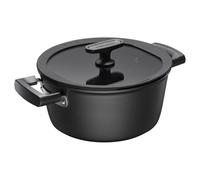 FISKARS Cacerola con Tapa, Hard Face, Diámetro 22 cm, Capacidad: 3,5 litros | Aluminio/Plástico, Color: Negro, 1075526