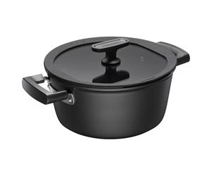 FISKARS Cacerola con Tapa, Hard Face, Diámetro 22 cm, Capacidad: 3,5 litros | Aluminio/Plástico, Color: Negro, 1075526