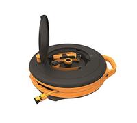 Fiskars Carro portamangueras S, Set de riego todo incluido, 15 m de alcance total, Manguera de jardín de tamaño universal (Ø 9 mm), Conector de grifo universal, Negro/naranja, 1020436