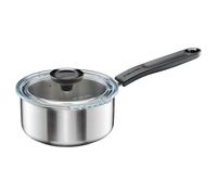 Fiskars Cazo con Tapa, 1,5 litros, Ø 18,4 cm | Acero Inoxidable/Cristal, Color: Plateado/Negro, Functional Form, 1072315