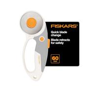 Fiskars Cortador circular de tela, 60 mm, agarre ergonómico y mango cómodo, titanio, para materiales gruesos, cambio de hoja fácil y seguro, suministros de costura y herramientas de acolchado