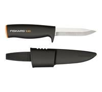Fiskars Cuchillo Universal K40 Negro Gris 1001622 - Cuchillo fijo 10 cm Acero Inoxidable Mango Plástico