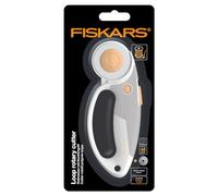 Fiskars Cúter rotatorio de titanio, Cúter giratorio con mango de bucle, Para diestros y zurdos, Diámetro de la hoja: 45 mm, Naranja/Blanco/Gris, 1066047