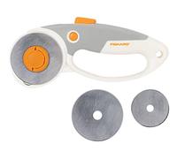Fiskars DuoLoop Cúter rotatorio de titanio, Cúter giratorio con mango de bucle, Para diestros y zurdos, Diámetro de la hoja: 45 mm y 60 mm, Naranja/Blanco/Gris, 1066048