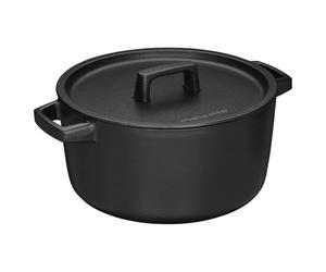 Fiskars Folken Cacerola de hierro fundido con tapa, 4 L, Esmaltada | Hierro fundido (esmaltado), Color: Negro, 1075698