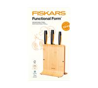 Fiskars Functional Form juego de cuchillos con bloque de cuchillos bambú. 4 piezas