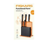 Fiskars Functional Form juego de cuchillos con bloque de cuchillos Bambú. 6 piezas
