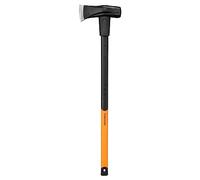 Fiskars Hacha (acero al carbón forjado), 2 en 1: Hacha y maza, Peso: 4,6 kg, Cuchilla de acero templado/Mango de plástico reforzado con fibra de vidrio, Negro/Naranja, X46, 1001705