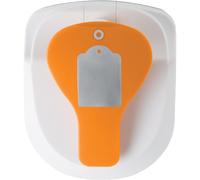 FISKARS - Perforadora de etiquetas 3 en 1- Sencilla - para etiquetas (5 x 7.5 cm) - con 20 ojetes - Acero de calidad/Plástico, Blanco/Naranja