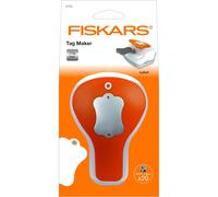 FISKARS PERFORADORA DE ETIQUETAS Y OJETES 3 EN 1 - Etiqueta - (5 x 7.5 cm) - con 20 ojetes - Acero de calidad/Plástico - COLOR Blanco/Naranja