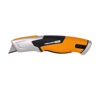 Fiskars Cúter de seguridad Pro CarbonMax hoja retráctil, 17,7 cm, acero/plástico, negro/naranja