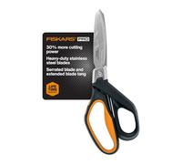 Fiskars Pro PowerArc - Tijeras dentadas resistentes de acero inoxidable, herramienta de grado industrial para edificación y construcción, 25 cm, naranja y negro