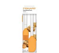 Fiskars Set de Repostería, 2 piezas, Utensilios de cocina, Functional Form, Espátula de Silicona, Longitud: 27,5 cm, Pincel de Silicona, Longitud: 19 cm, Plástico/Silicona, Naranja/Blanco, 1023616