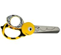 Fiskars Tijeras de animales para niños con motivos de abeja, A partir de 4 años, Longitud: 13 cm, para diestros y zurdos, Hoja de acero inoxidable/Mangos de plástico, Amarillo, 1003747