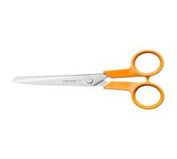 Fiskars Tijeras de cocina universales pequeñas, Diestros y zurdos, Longitud total: 16 cm, Ergonomía del mango mejorada, Hoja de acero inoxidable/Mangos de plástico, Naranja, 1075053